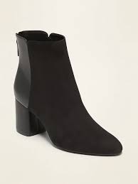 Faux Suede Faux Leather Block Heel Boots For Women Old Navy Heel Boots For Women Leather Block Heels Block Heel Boots