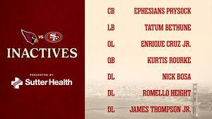 San Francisco 49ers players preparing for a Week 3 game against the Arizona Cardinals