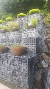 Gabion Wall With Potplants Muros De Jardin Muro De Gaviones Muro De Jardin
