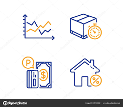 Diagram Chart Parking Payment And Delivery Timer Icons Set
