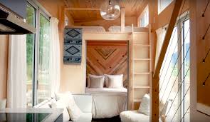 28ft seabrook tiny house with downstairs murphy bed , source : Modern Tiny House In The Mountains Expands To The Outside