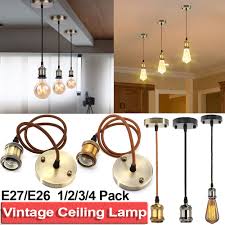 Meaddhome Vintage Hanging E27 E26 Pendant Light Kit Ceiling Retro Industrial Style Lamp Holder Kit 1 2 3 4 Pack Walmart Com Walmart Com