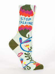 Stop Talking Socks Blue Q Socks Women Crew Socks Blue Q