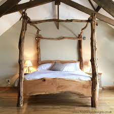 Will add lightness to the bedroom and soften the rude structures of wood. Rustic Oak Four Poster Tree Bed Beautiful Chunky Wooden Bed Frame Solid Oak In Home Furniture Amp Diy Furnit Tree Bed Diy Furniture Bedroom Diy Bed Frame