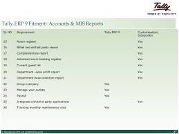 tally erp 9 for hotel management