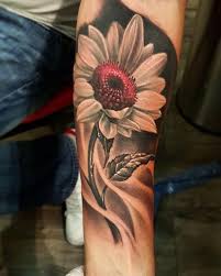 Black And Red Flower Tattoo Sleeve Unique Black And Red Sunflower Forearm Tattoo Beautytatoos In 2020 Sunflower Tattoo Sleeve Unique Tattoo Designs Flower Tattoo Sleeve