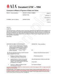 Aia document g™ is intended for use when the contractor is required to provide a sworn statement verifying that debts and claims have been settled, except. G706 1994 Contractor S Affidavit Of Payment Of Debts And Claims Aia Bookstore