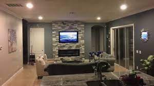 37.5'' h x 64'' w x 10.75'' d. How To Build An Electric Fireplace Tv Combo Stone Wall Youtube