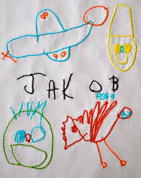 Your Childs Art Stitched Up And Sweet By Littlebitfunky On Etsy Stitch Stitching Art Kids Art Projects