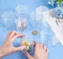 DIY 20 Packs Hexagon Storage Containers 2.7x2.3x2.2inch Small Clear Acrylic  Boxes Plastic Display Box with Hat Cover for Gifts Weddings Party Favors ...