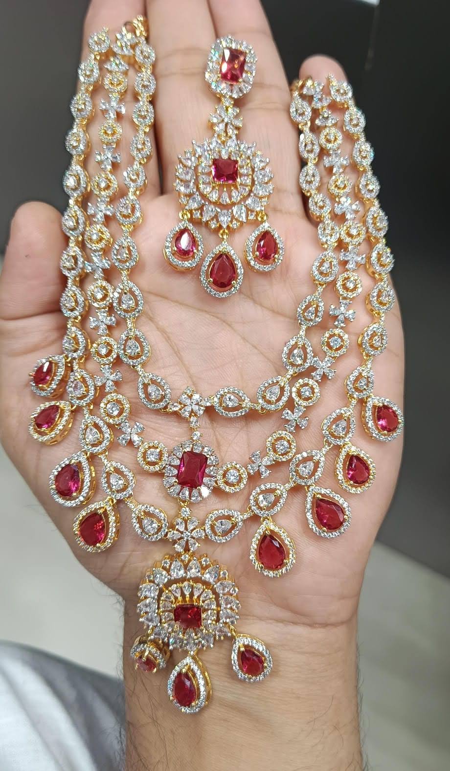 Golden American diamond with rubby colour product image