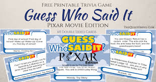 Great film quotes are golden: Free Printable Guess Who Said It Pixar Edition The Quiet Grove