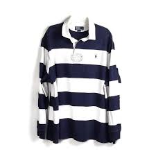 Black And Blue Polo Ralph Lauren Shirt Vintage Polo Ralph Lauren Rugby Shirt Size Xxl Striped Blue White Pony Poloralphlauren Polorugby Ralph Lauren Rugby Shirt Long Sleeve Shirts Blue And White
