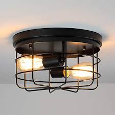 The 30 best flush mount lighting fixtures — making it lovely. Koonting 2 Light Industrial Metal Cage Ceiling Light E26 Rustic Semi Flush Mount Pendant Lighting Lamp Fixture Farmhouse Goals