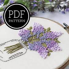 Digital Embroidery Pattern Purple Lilac Floral Mason Jar Design Pdf Download In 2021 Hand Embroidery Projects Hand Embroidery Art Sewing Embroidery Designs
