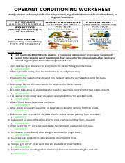 Operant conditioning, also known as instrumental conditioning, is a method of learning normally through operant conditioning behavior which is reinforced (rewarded) will likely be repeated, and. Operant Conditioning Operant Conditioning Worksheet Identify Whether Each Example Is Positive Reinforcement Negative Reinforcement Positive Punishment Course Hero