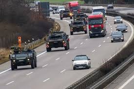 Huge military convoy travels through eastern Germany