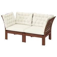 Knopparp sofa, knisa light gray new. Applaro 2 Seat Modular Sofa Outdoor Brown Stained Kuddarna Beige Ikea