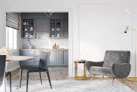 Modern Classic White Gray Interior With Lounge Chair Armchair Stock Photo Picture And Royalty Free Image Image 123791706