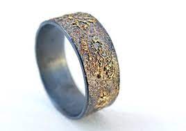 Mens Alliance Or Argent Meteorite Or Bague Homme Bague Etsy Unique Mens Rings Rings For Men Mens Gold Wedding Band