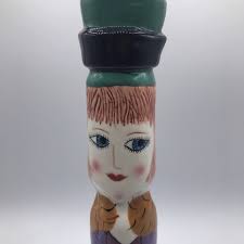 Susan Paley Ganz Candlestick Vase Gina Green Boots Bella Casa Ceramic Lady  Candle holder
