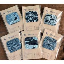 Set Of 2 Mask 3 Layers 100 Cotton Face Mask For Unisex Kimono Face Mask With Filter Pocket Mask For Men Cloth Mask Japanese Face Mask In 2020 Diy Mask Diy Face Mask Natural Dye