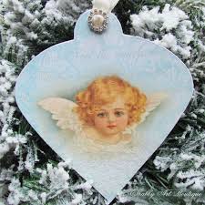 Ideas for arts & crafts activities to make fabric, paper, beads, or christmas angels for ornaments and decorations for children, teens, and either way, angels are beautiful and encompass all that is good. Handmade Vintage Angel Christmas Ornament Shabby Art Boutique
