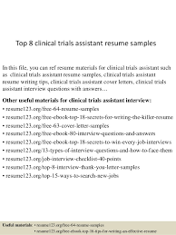 8 clinical trials assistant resume samples