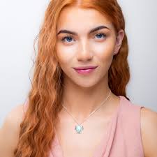 Collar de tortuga marina de larimar: joyería oceánica de plata esterlina