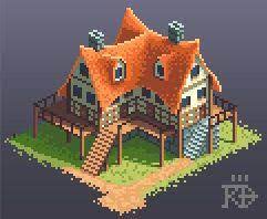 Isometric Pixel Art Inn House Pixel Art Games Pixel Art Pixel Art Design