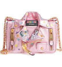 Moschino X My Little Pony Biker Jacket Metallic Leather Crossbody Bag Nordstrom Pink Leather Handbags Leather Crossbody Bag Designer Crossbody Bags