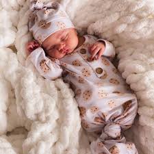Caden lane baby boutique nursery bedding accessories gifts fl crib sheet. Cookie Crumble Newborn Baby Knot Gown Hat Set Caden Lane