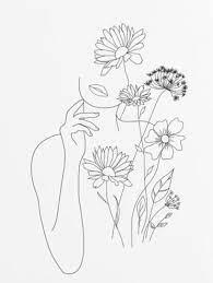 Buy minimal line art woman wallpaper today or come in and see our other designs. Minimal Line Art Woman With Flowers Abstract Line Art Line Art Minimalist Art