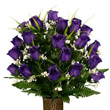 My granny says that there is a special flower for each month of the year. Rubys Silk Flowers Indoor Outdoor 24 Artificial Polyester Blend Rose Purple Walmart Com Walmart Com