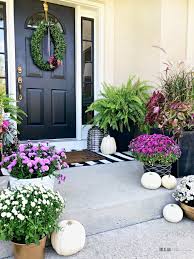 Shop annuals and more at the home depot. Fall Front Porch With Pink Purple Mums And White Pumpkins Gold Planters With Mums This Is Our Bliss This Is Our Bliss