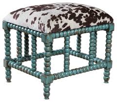 Maybe you would like to learn more about one of these? Luxe Small Spindle Leg Bench Stool Turquoise Aqua Chocolate Cow Print Velvet Southwestern Upholstered Benches By My Swanky Home Houzz