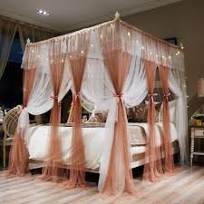 Free shipping on orders over $25 shipped by amazon. Joyreap 4 Corners Post Canopy Bed Curtains For Girls Coral White Cozy Drape Netting Cute Princess Bedroom Decoration Accessories Reddish Brown 47 W X 78 L Twin Buy Online In
