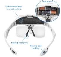 Fancii Gafas Lupa Profesional con Luz LED y Cinco Lentes Intercambiable 1X  a 3.5X - Lupa Visera Relojero de Manos Libres para Leer, Soldar, Reparación  ...