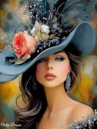 Lady in a hat with peacock feathers. Ondrej Dropp AI