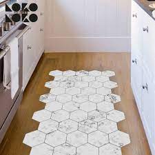 Azulejos Hexagonales De Marmol Blanco Vinilo Para Suelos