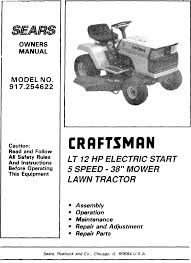 Craftsman lawn, tractor owner's manual, craftsman lawn, tractor installation guides. Craftsman 917254622 User Manual 12 H P 38 Riding Lawn Tractor Manuals And Guides L0807042