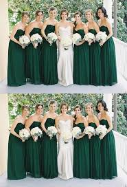 Simple Dark Green A Line Strapless Empire Waist Chiffon Bridesmaid Dresses Cheap Prom Dresses Inexpensive Bridesmaid Dresses Cheap Bridesmaid Dresses Wedding Gown Backless