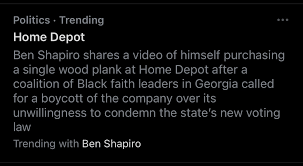 Apr 23, 2021 · ben shapiro is being mocked mercilessly online after trying to save hardware store chain home depot by buying a single plank of wood in a plastic bag. Michael Knowles On Twitter Benshapiro Bought A Plank Of Wood Is Nationally Trending News