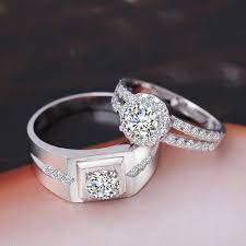 Romantic Beautiful 925 Sterling Silver Promise Wedding Rings For Couples Couple Ring Design Engagement Rings Couple Gold Topaz Engagement Ring