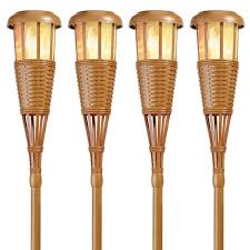 Solar Island Torch With Flicking Flame Effect Solar Power Tiki Torch Solar Tiki Torch Tiki Torches Outdoor Landscape Lighting