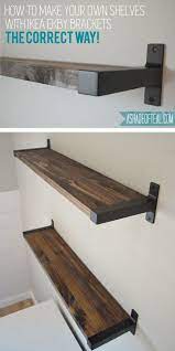 Rustic Diy Bookshelf With Ikea Ekby Brackets Idei Ikea Idei Ukrasheniya Doma Idei Domashnego Dekora