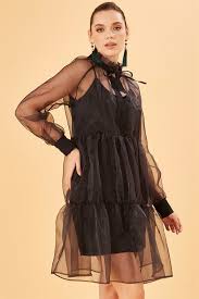 Organze Ici Astarli Mini Boy Siyah Elbise Elbise Siyah Elbise Moda Stilleri