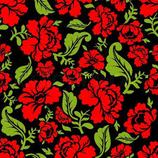 Stock Vector Of Red Rose Seamless Pattern Floral Texture Russian Folk Ornament Red Flowers On Blac Folk Art Flowers Flowers Black Background Flower Drawing