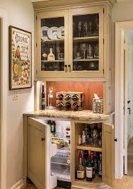 There are small cabinets made with the function of bar, and some even come with specific space to hang glasses and accommodate bottles at rmje construction services corporation, designing and building a mini bar is part of our house design and construction services. Mini Bar Design For Small House