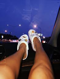 Aesthetic Black Crocs With Charms Legs Crocs Shoes Crocs Fashion Crocs